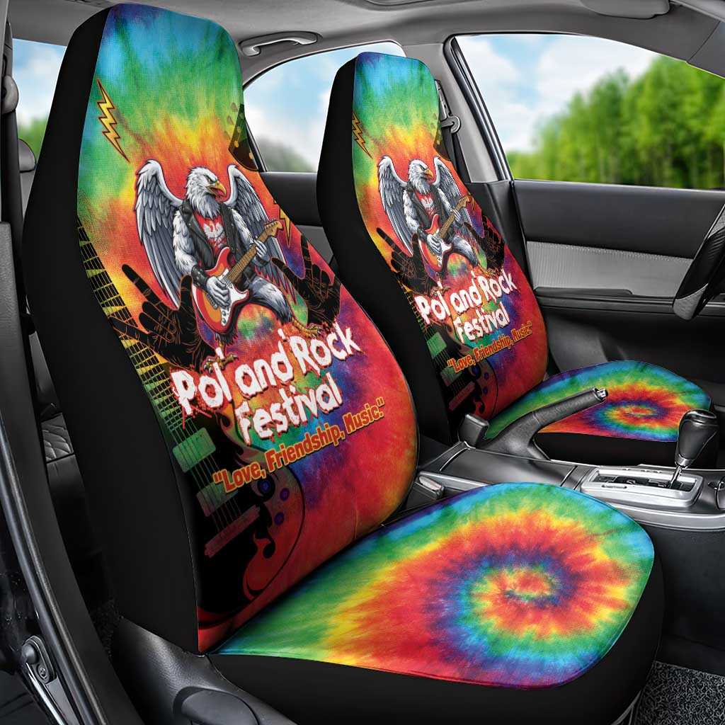 Rock Festival Poland Car Seat Cover Polska Eagle Mascot Tie Dye Vibes - Wonder Print Shop