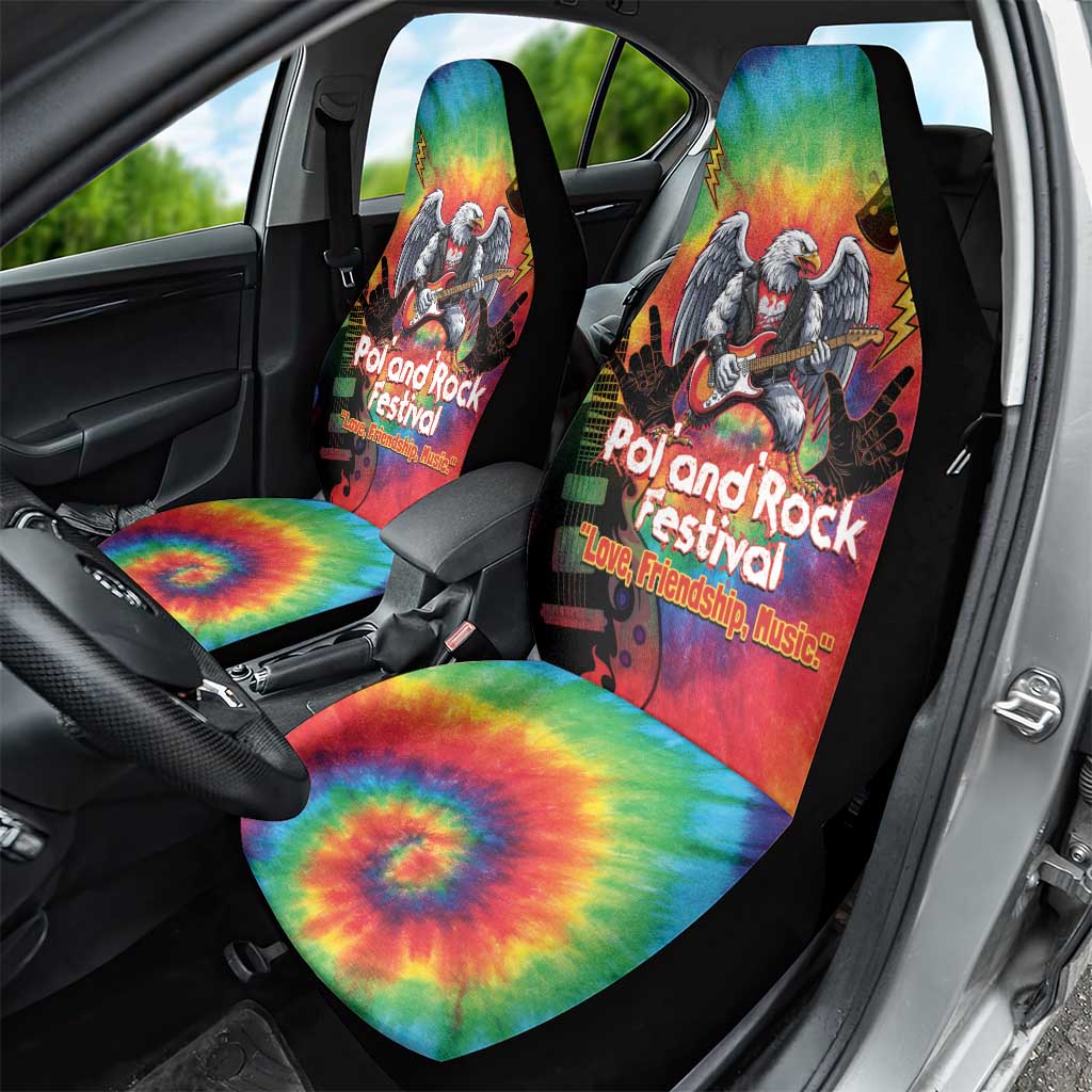 Rock Festival Poland Car Seat Cover Polska Eagle Mascot Tie Dye Vibes - Wonder Print Shop