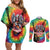 Rock Festival Poland Couples Matching Off Shoulder Short Dress and Long Sleeve Button Shirt Polska Eagle Mascot Tie Dye Vibes - Wonder Print Shop