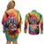 Rock Festival Poland Couples Matching Off Shoulder Short Dress and Long Sleeve Button Shirt Polska Eagle Mascot Tie Dye Vibes - Wonder Print Shop