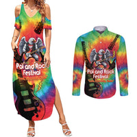 Rock Festival Poland Couples Matching Summer Maxi Dress and Long Sleeve Button Shirt Polska Eagle Mascot Tie Dye Vibes - Wonder Print Shop