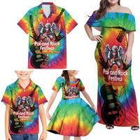 Rock Festival Poland Family Matching Off Shoulder Maxi Dress and Hawaiian Shirt Polska Eagle Mascot Tie Dye Vibes - Wonder Print Shop