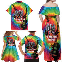 Rock Festival Poland Family Matching Off Shoulder Maxi Dress and Hawaiian Shirt Polska Eagle Mascot Tie Dye Vibes - Wonder Print Shop