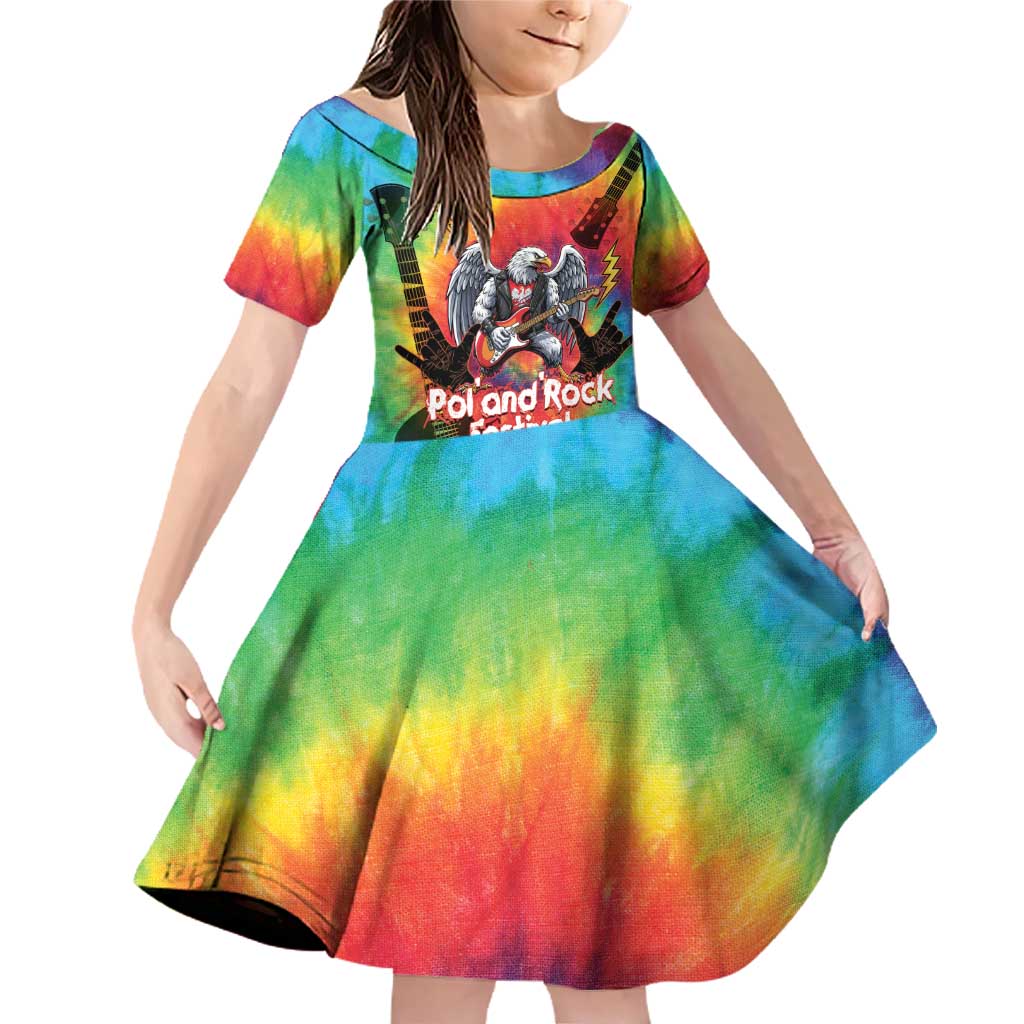 Rock Festival Poland Family Matching Off Shoulder Short Dress and Hawaiian Shirt Polska Eagle Mascot Tie Dye Vibes - Wonder Print Shop