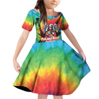 Rock Festival Poland Family Matching Off Shoulder Short Dress and Hawaiian Shirt Polska Eagle Mascot Tie Dye Vibes - Wonder Print Shop