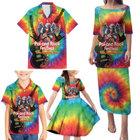 Rock Festival Poland Family Matching Puletasi and Hawaiian Shirt Polska Eagle Mascot Tie Dye Vibes - Wonder Print Shop