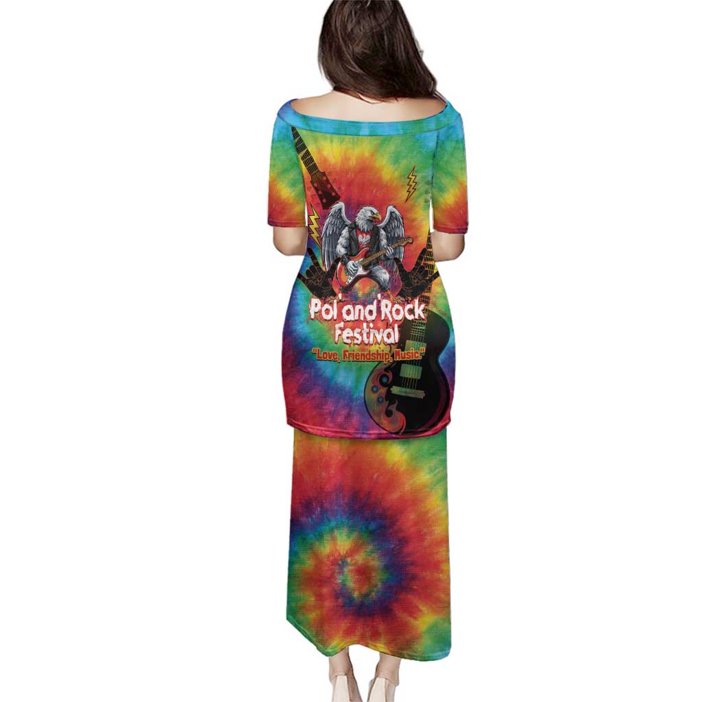 Rock Festival Poland Family Matching Puletasi and Hawaiian Shirt Polska Eagle Mascot Tie Dye Vibes - Wonder Print Shop