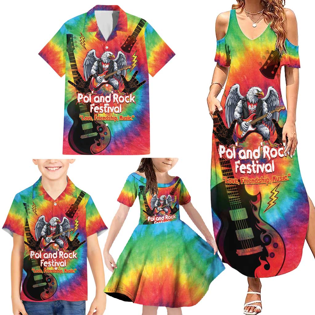 Rock Festival Poland Family Matching Summer Maxi Dress and Hawaiian Shirt Polska Eagle Mascot Tie Dye Vibes - Wonder Print Shop
