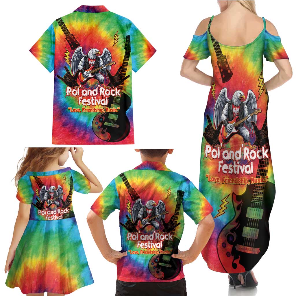 Rock Festival Poland Family Matching Summer Maxi Dress and Hawaiian Shirt Polska Eagle Mascot Tie Dye Vibes - Wonder Print Shop
