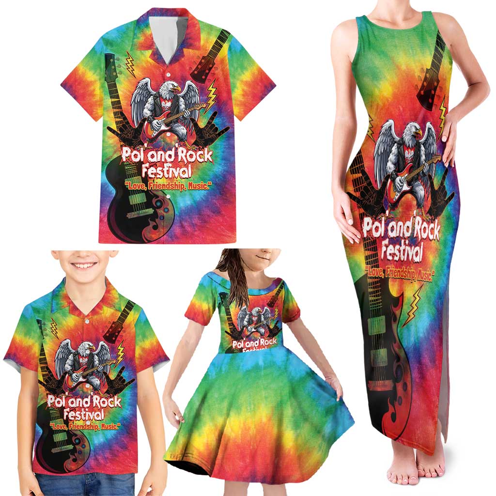 Rock Festival Poland Family Matching Tank Maxi Dress and Hawaiian Shirt Polska Eagle Mascot Tie Dye Vibes - Wonder Print Shop