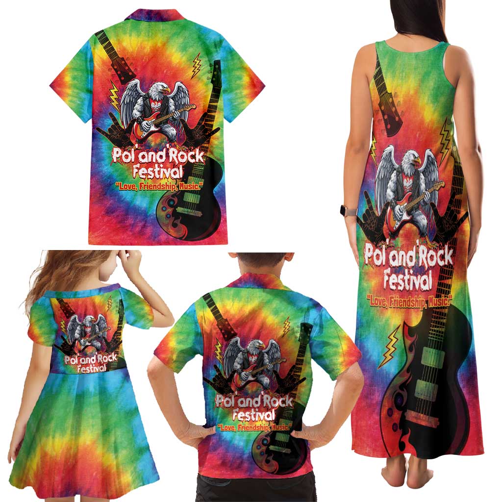 Rock Festival Poland Family Matching Tank Maxi Dress and Hawaiian Shirt Polska Eagle Mascot Tie Dye Vibes - Wonder Print Shop