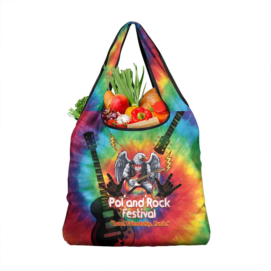 Rock Festival Poland Grocery Bag Polska Eagle Mascot Tie Dye Vibes - Wonder Print Shop