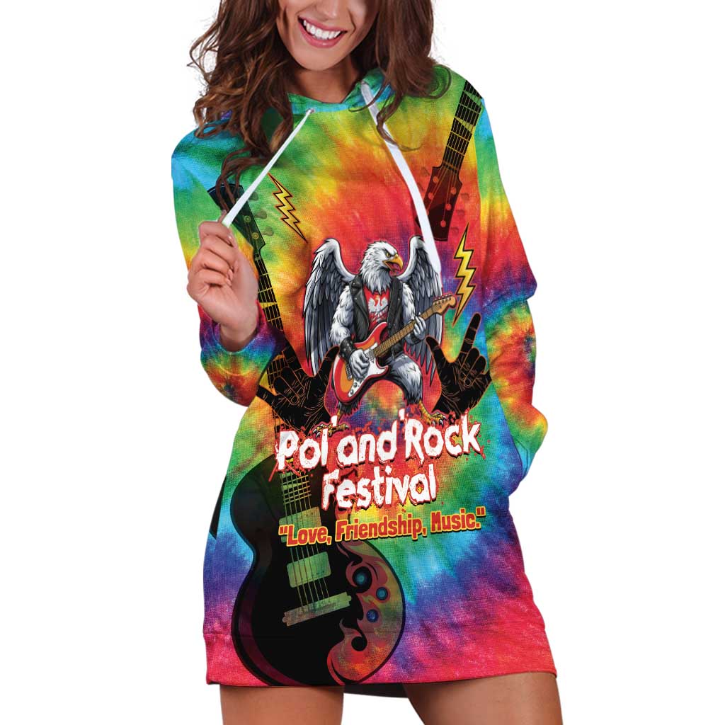 Rock Festival Poland Hoodie Dress Polska Eagle Mascot Tie Dye Vibes - Wonder Print Shop
