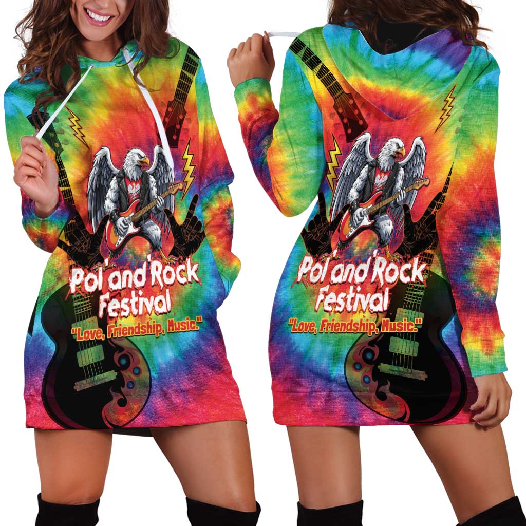 Rock Festival Poland Hoodie Dress Polska Eagle Mascot Tie Dye Vibes - Wonder Print Shop