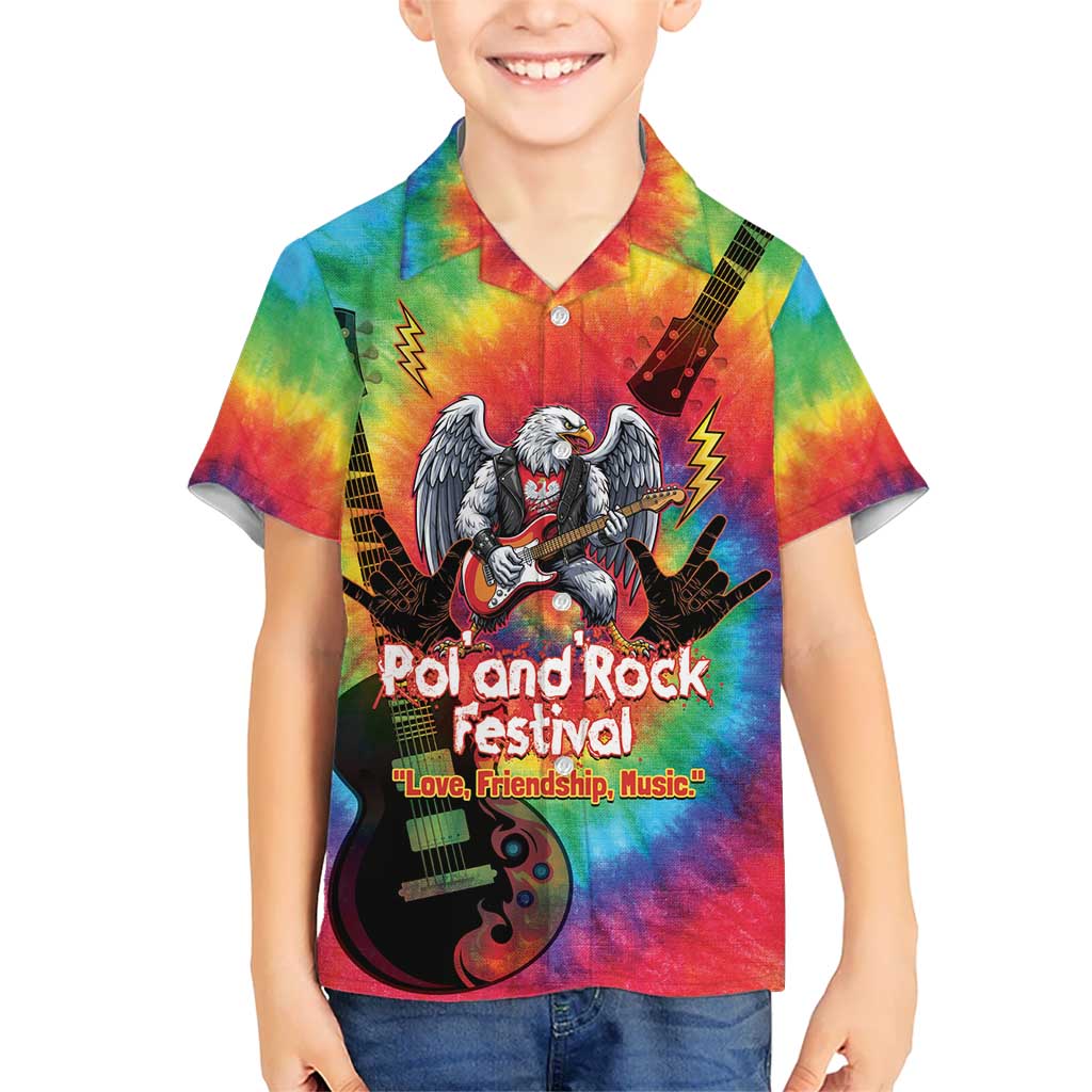 Rock Festival Poland Kid Hawaiian Shirt Polska Eagle Mascot Tie Dye Vibes - Wonder Print Shop