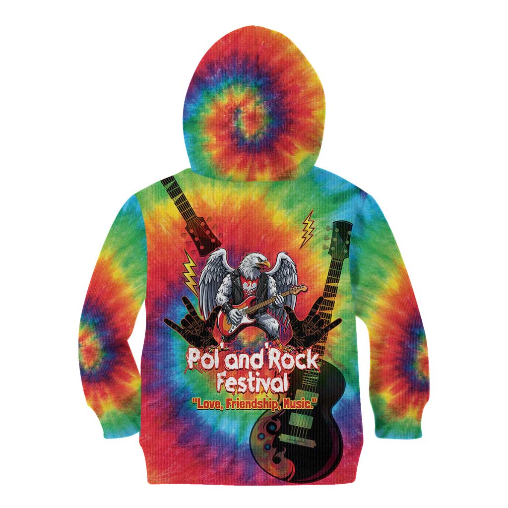 Rock Festival Poland Kid Hoodie Polska Eagle Mascot Tie Dye Vibes - Wonder Print Shop