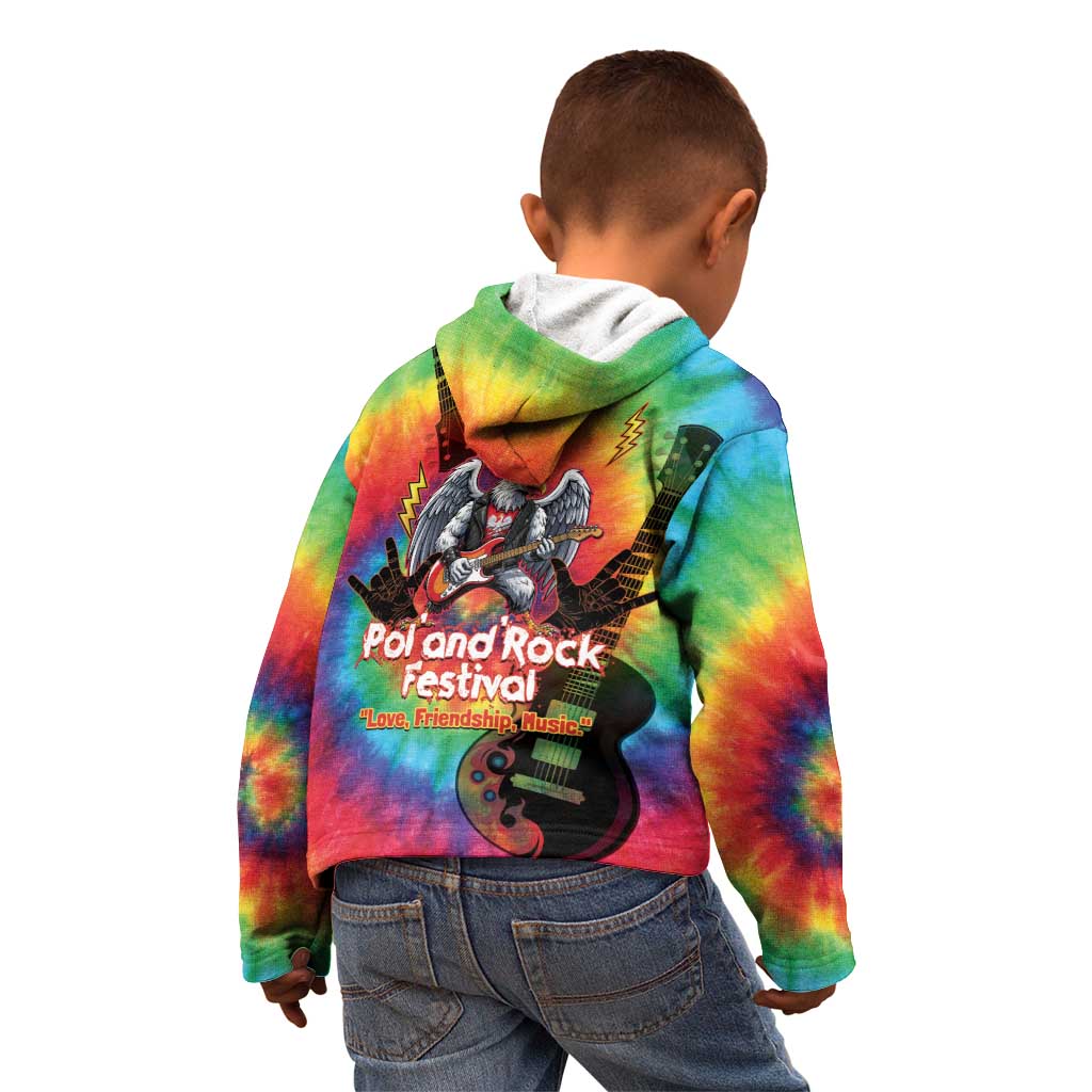 Rock Festival Poland Kid Hoodie Polska Eagle Mascot Tie Dye Vibes - Wonder Print Shop