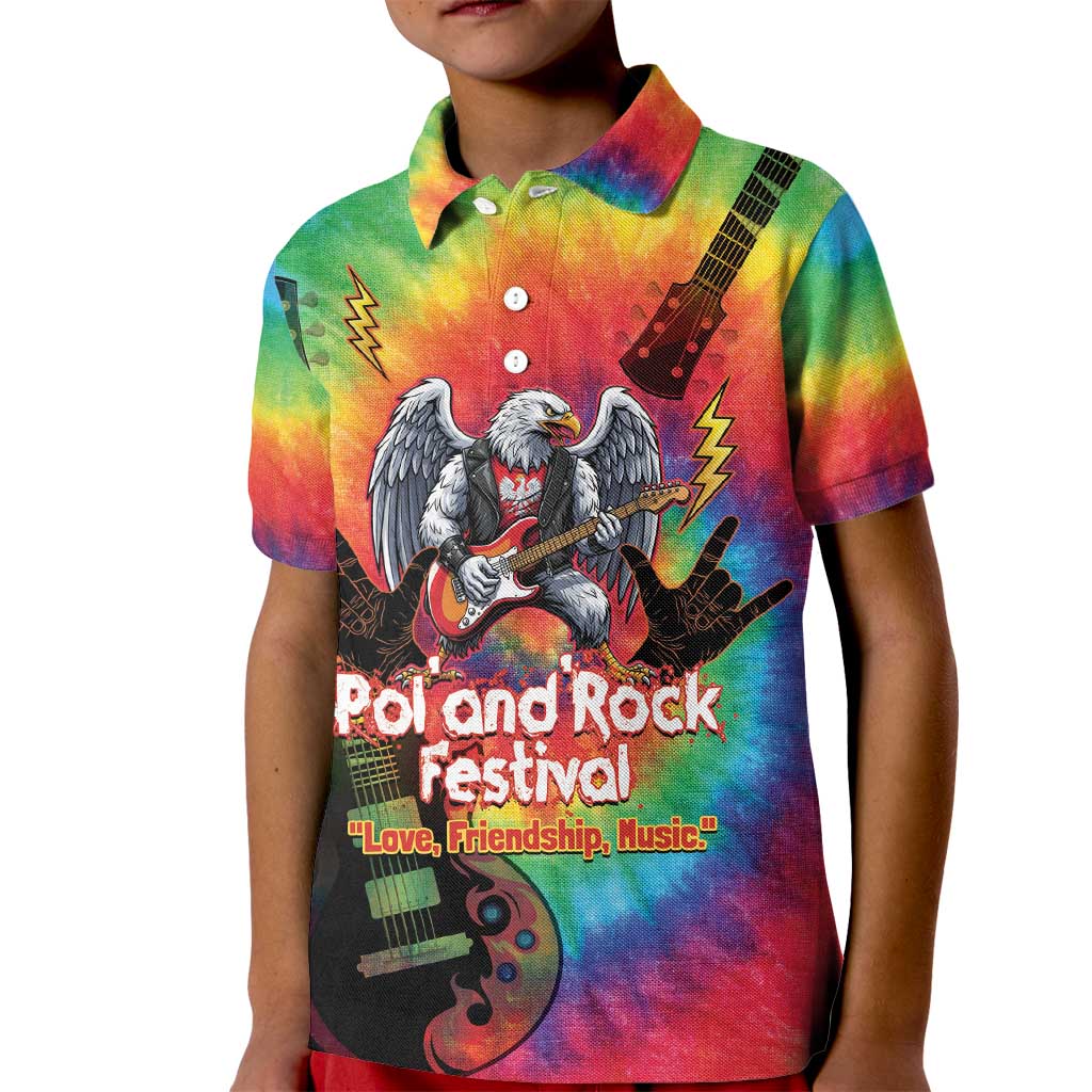 Rock Festival Poland Kid Polo Shirt Polska Eagle Mascot Tie Dye Vibes - Wonder Print Shop