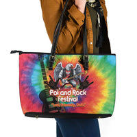 Rock Festival Poland Leather Tote Bag Polska Eagle Mascot Tie Dye Vibes - Wonder Print Shop