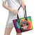 Rock Festival Poland Leather Tote Bag Polska Eagle Mascot Tie Dye Vibes - Wonder Print Shop
