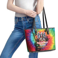 Rock Festival Poland Leather Tote Bag Polska Eagle Mascot Tie Dye Vibes - Wonder Print Shop