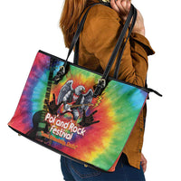 Rock Festival Poland Leather Tote Bag Polska Eagle Mascot Tie Dye Vibes - Wonder Print Shop