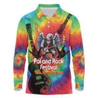 Rock Festival Poland Long Sleeve Polo Shirt Polska Eagle Mascot Tie Dye Vibes - Wonder Print Shop