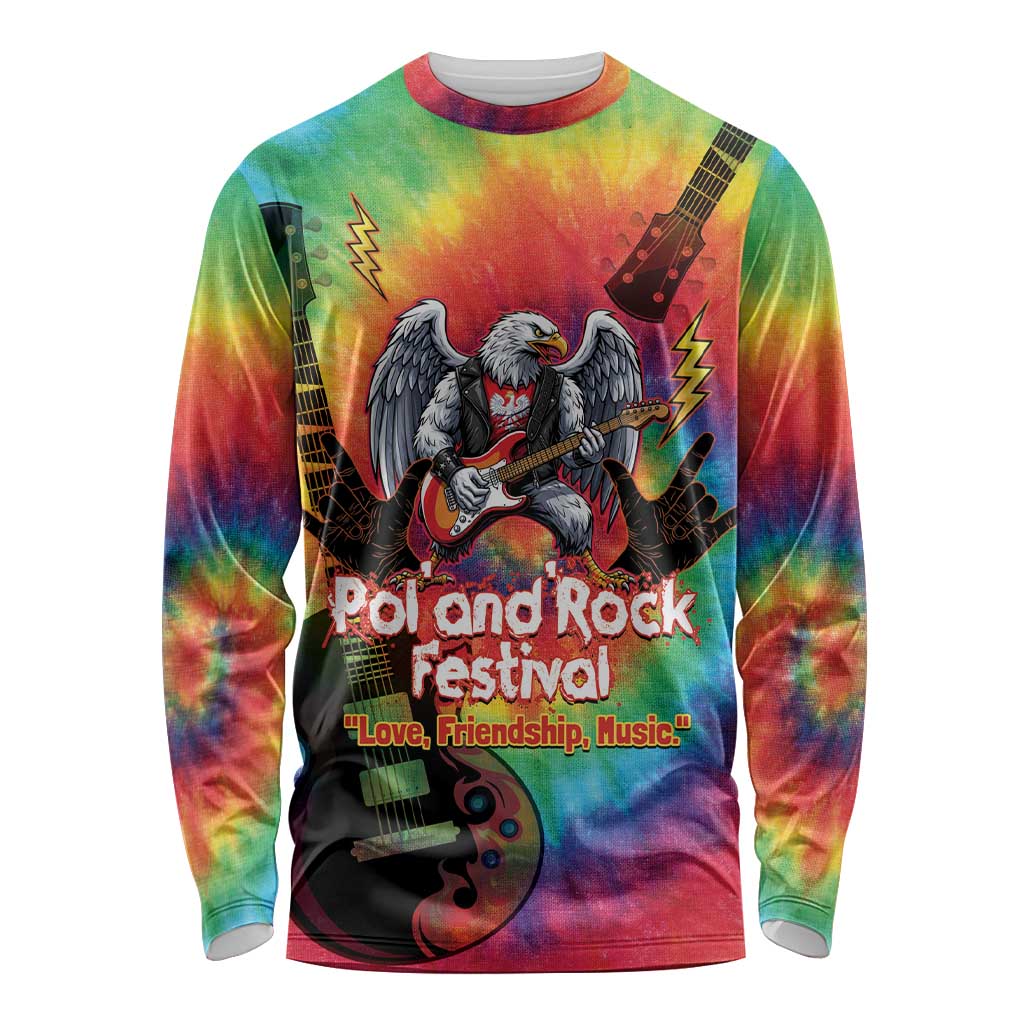 Rock Festival Poland Long Sleeve Shirt Polska Eagle Mascot Tie Dye Vibes - Wonder Print Shop