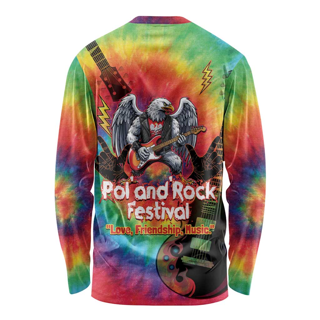 Rock Festival Poland Long Sleeve Shirt Polska Eagle Mascot Tie Dye Vibes - Wonder Print Shop