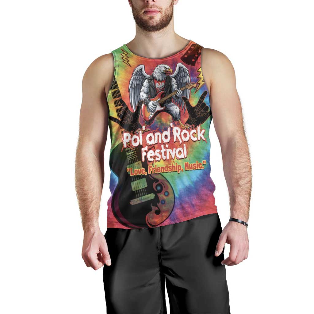 Rock Festival Poland Men Tank Top Polska Eagle Mascot Tie Dye Vibes - Wonder Print Shop