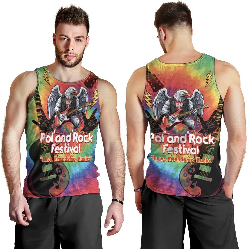 Rock Festival Poland Men Tank Top Polska Eagle Mascot Tie Dye Vibes - Wonder Print Shop