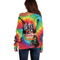 Rock Festival Poland Off Shoulder Sweater Polska Eagle Mascot Tie Dye Vibes - Wonder Print Shop