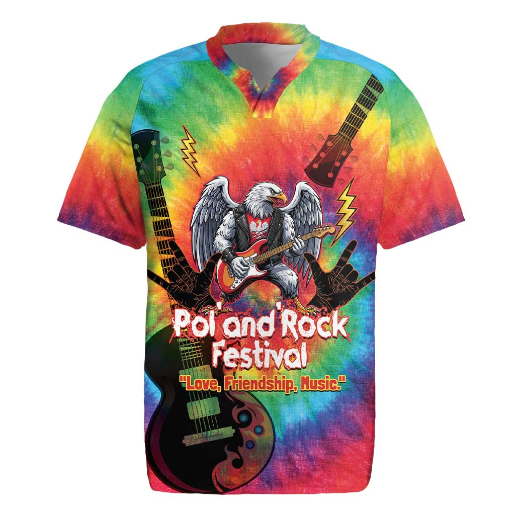 Rock Festival Poland Rugby Jersey Polska Eagle Mascot Tie Dye Vibes - Wonder Print Shop
