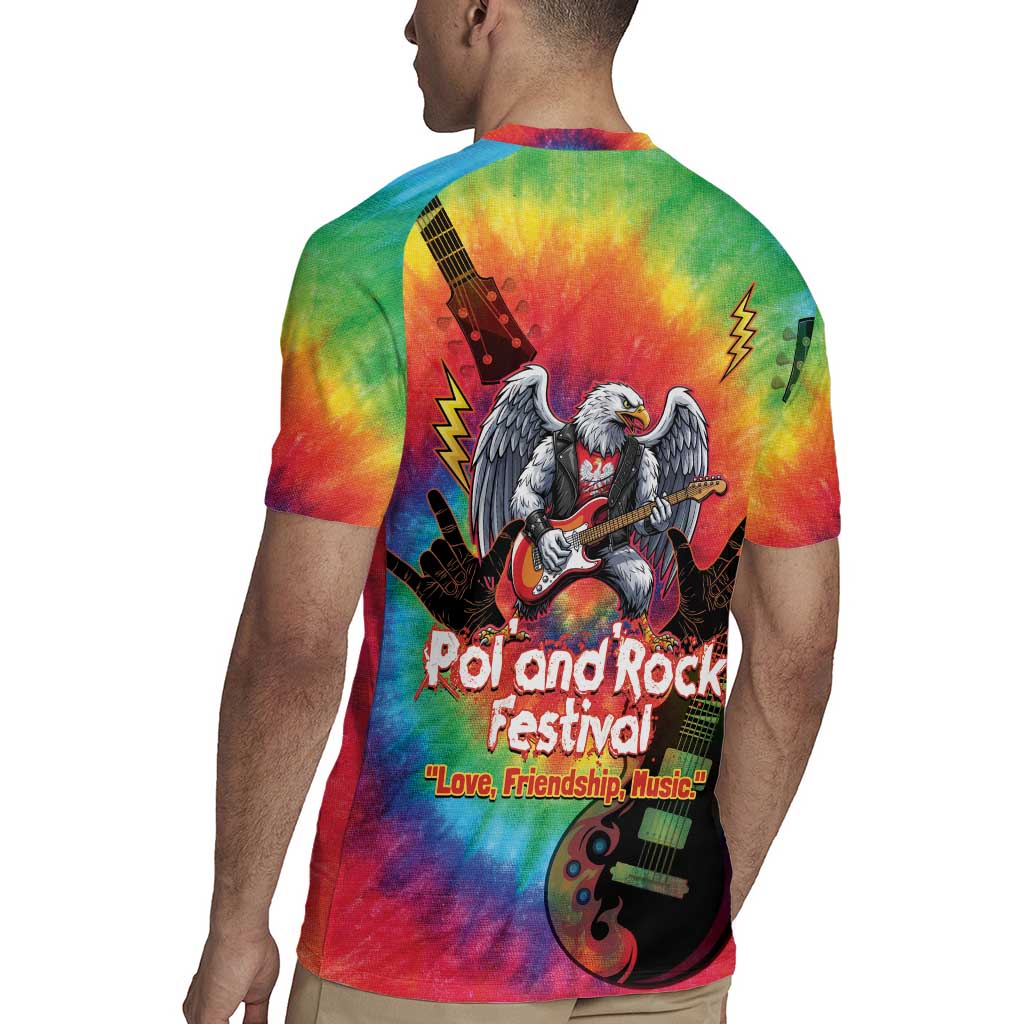 Rock Festival Poland Rugby Jersey Polska Eagle Mascot Tie Dye Vibes - Wonder Print Shop