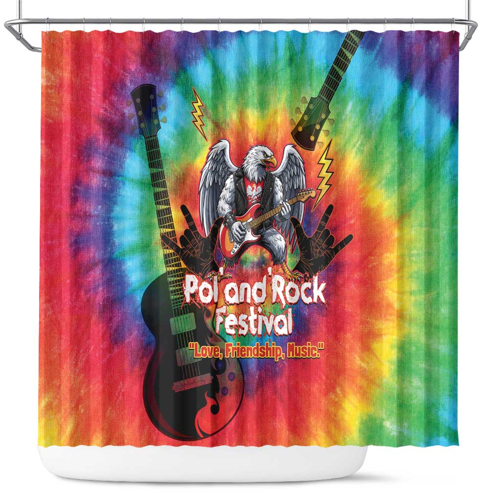Rock Festival Poland Shower Curtain Polska Eagle Mascot Tie Dye Vibes - Wonder Print Shop