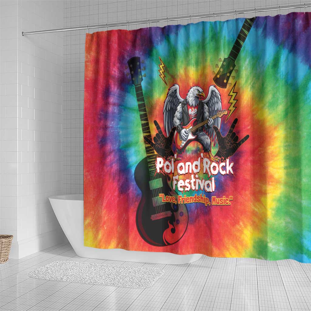 Rock Festival Poland Shower Curtain Polska Eagle Mascot Tie Dye Vibes - Wonder Print Shop