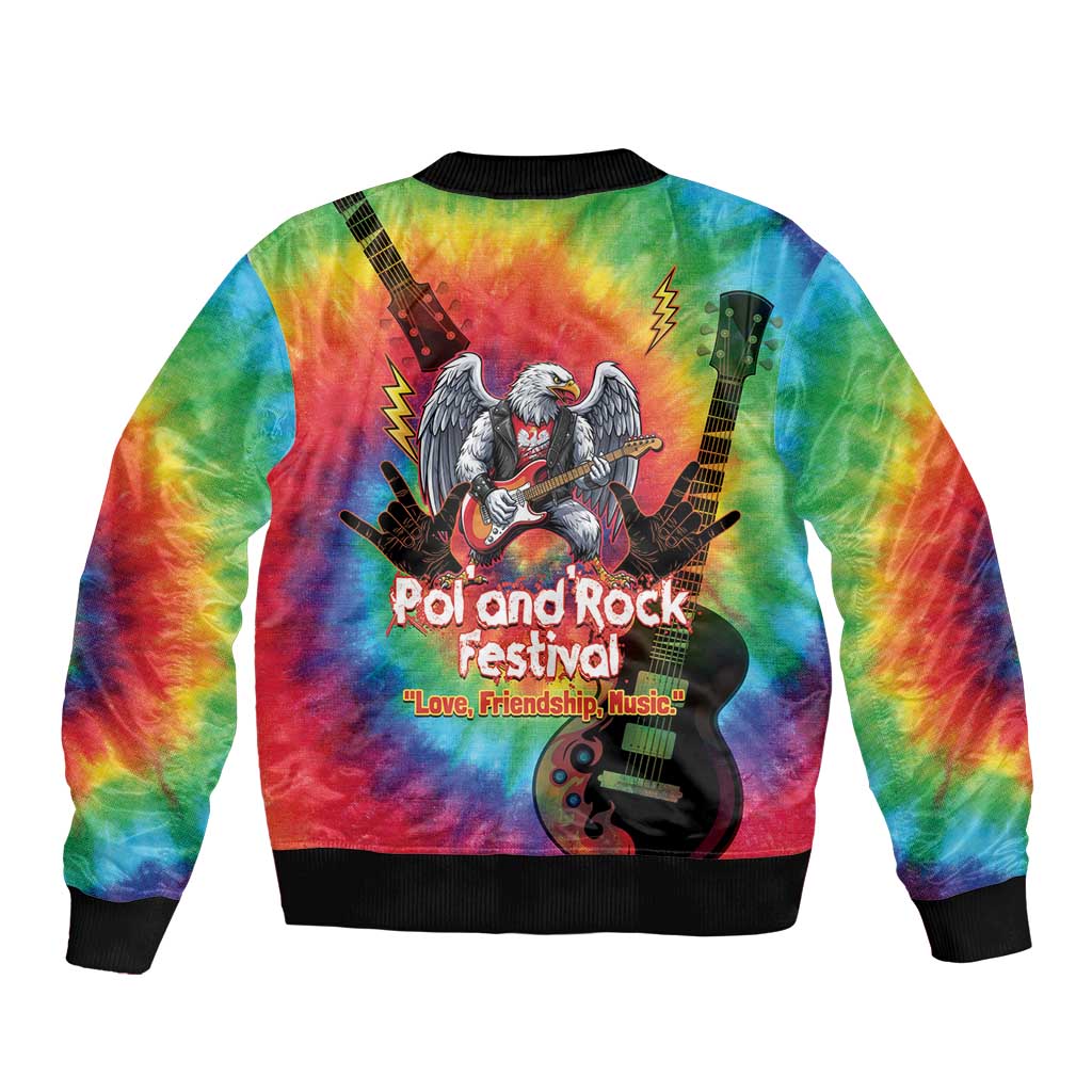 Rock Festival Poland Sleeve Zip Bomber Jacket Polska Eagle Mascot Tie Dye Vibes - Wonder Print Shop