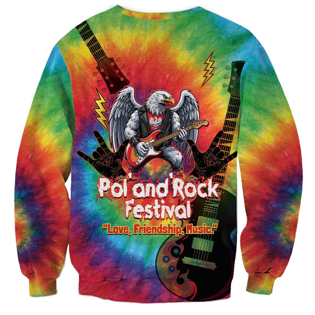 Rock Festival Poland Sweatshirt Polska Eagle Mascot Tie Dye Vibes - Wonder Print Shop