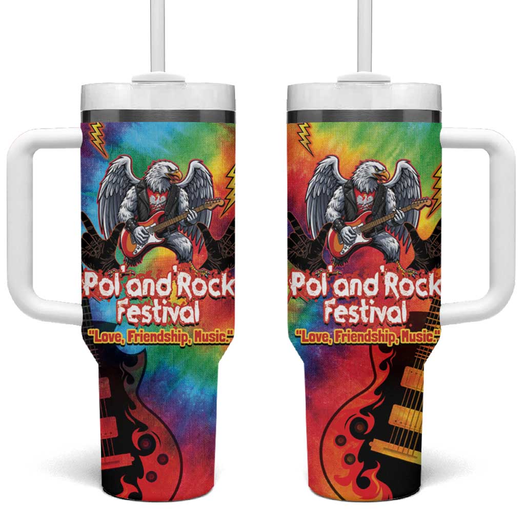 Rock Festival Poland Tumbler With Handle Polska Eagle Mascot Tie Dye Vibes - Wonder Print Shop