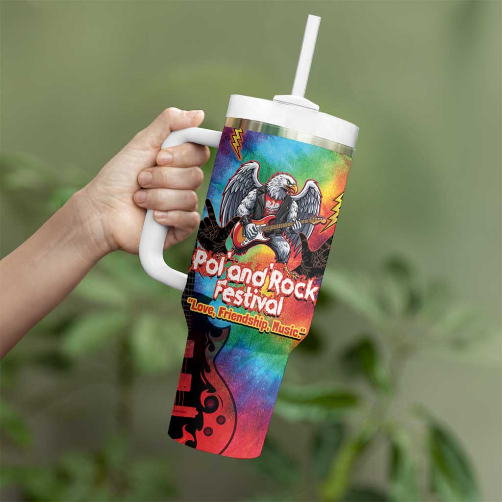Rock Festival Poland Tumbler With Handle Polska Eagle Mascot Tie Dye Vibes - Wonder Print Shop