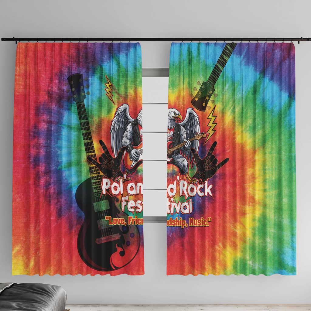 Rock Festival Poland Window Curtain Polska Eagle Mascot Tie Dye Vibes - Wonder Print Shop