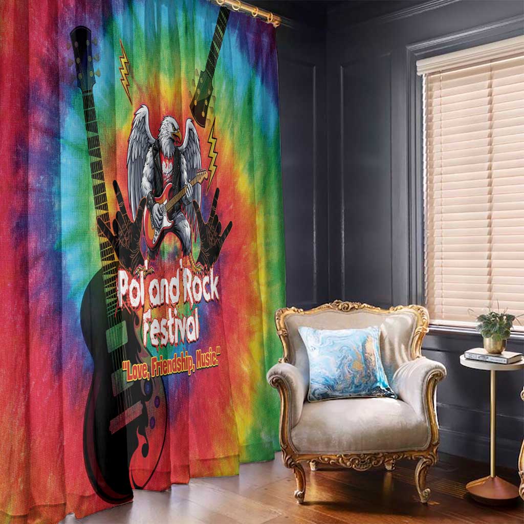 Rock Festival Poland Window Curtain Polska Eagle Mascot Tie Dye Vibes - Wonder Print Shop