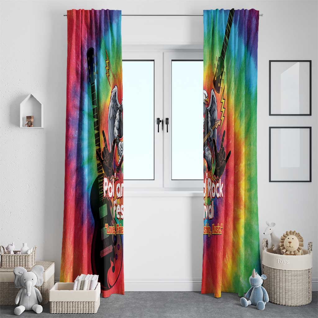 Rock Festival Poland Window Curtain Polska Eagle Mascot Tie Dye Vibes - Wonder Print Shop