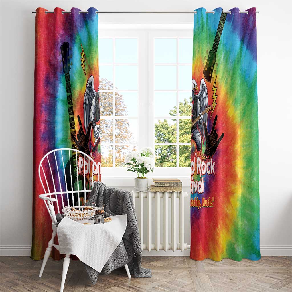 Rock Festival Poland Window Curtain Polska Eagle Mascot Tie Dye Vibes - Wonder Print Shop