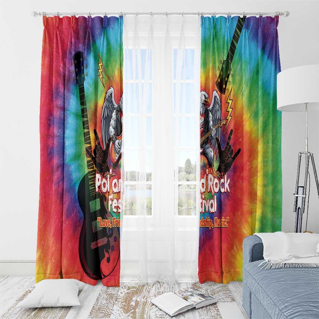 Rock Festival Poland Window Curtain Polska Eagle Mascot Tie Dye Vibes - Wonder Print Shop