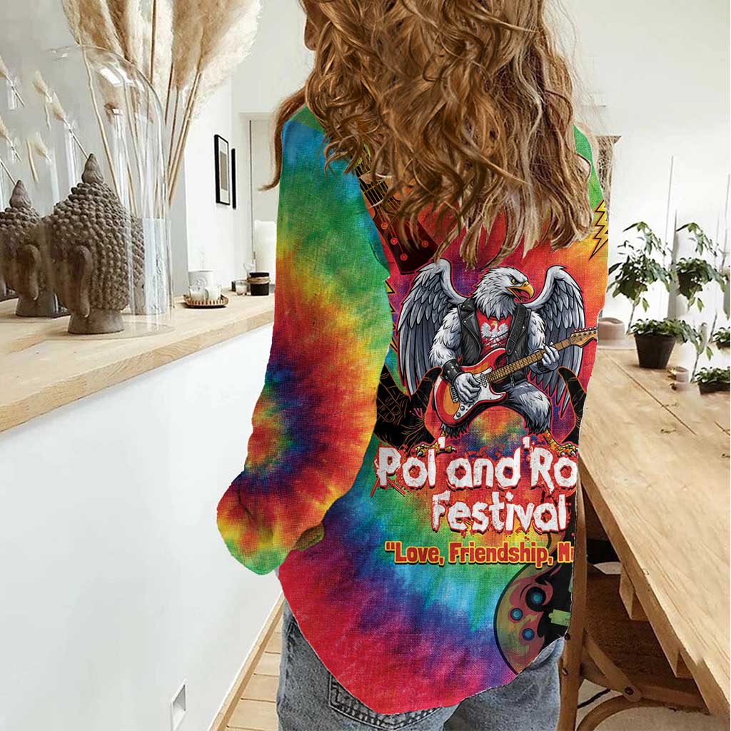 Rock Festival Poland Women Casual Shirt Polska Eagle Mascot Tie Dye Vibes - Wonder Print Shop