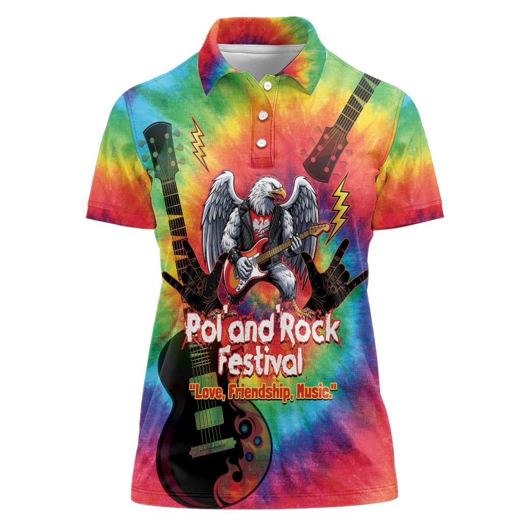 Rock Festival Poland Women Polo Shirt Polska Eagle Mascot Tie Dye Vibes - Wonder Print Shop