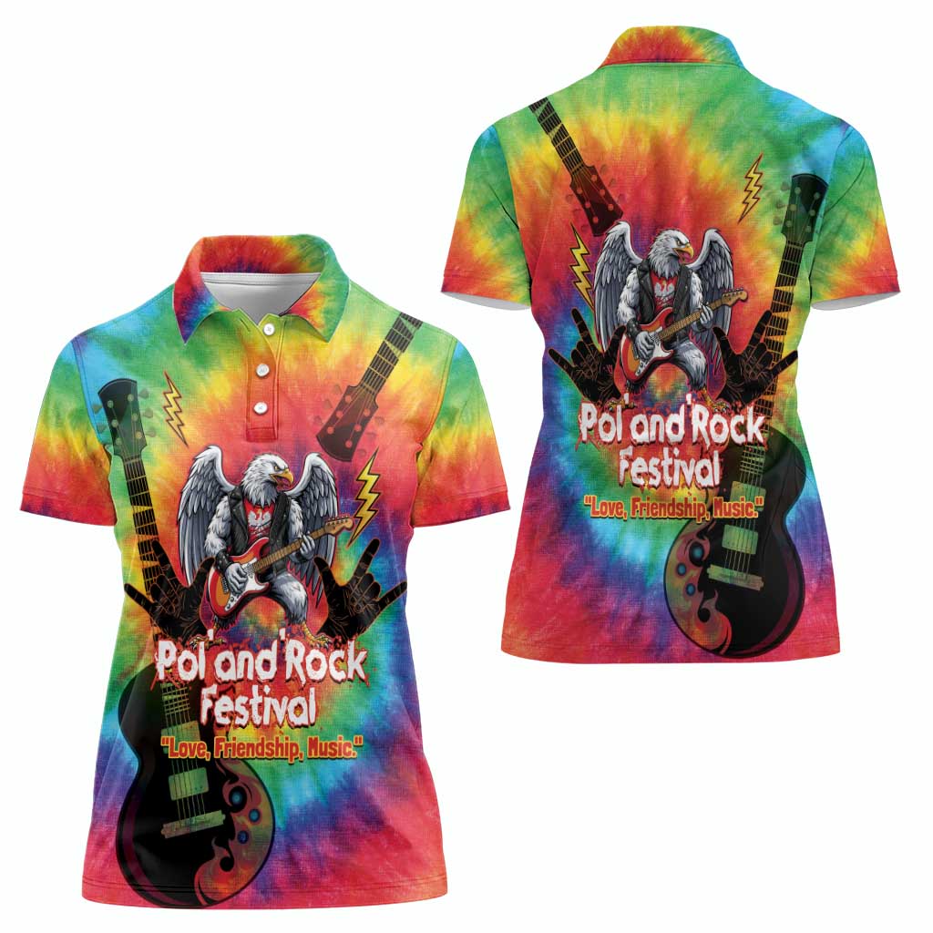 Rock Festival Poland Women Polo Shirt Polska Eagle Mascot Tie Dye Vibes - Wonder Print Shop