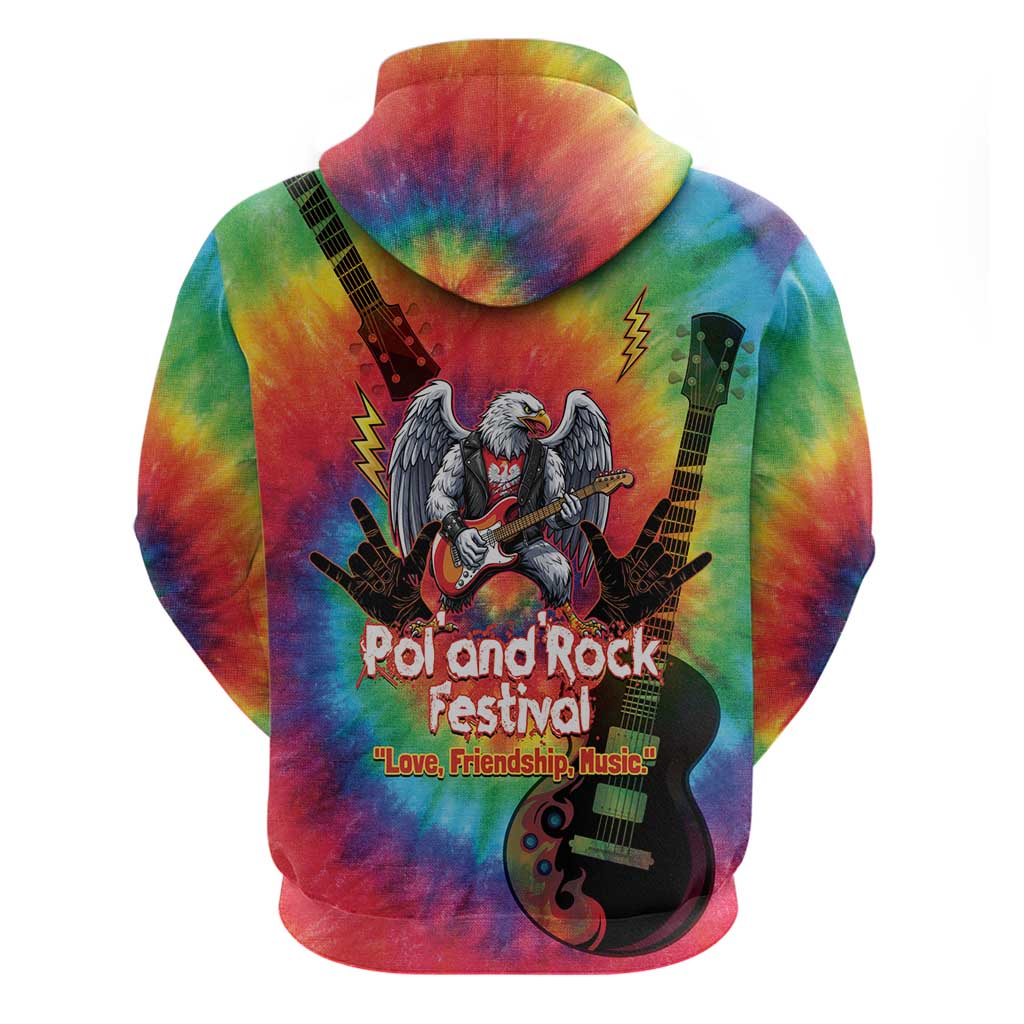 Rock Festival Poland Zip Hoodie Polska Eagle Mascot Tie Dye Vibes - Wonder Print Shop