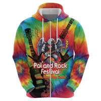 Rock Festival Poland Zip Hoodie Polska Eagle Mascot Tie Dye Vibes - Wonder Print Shop
